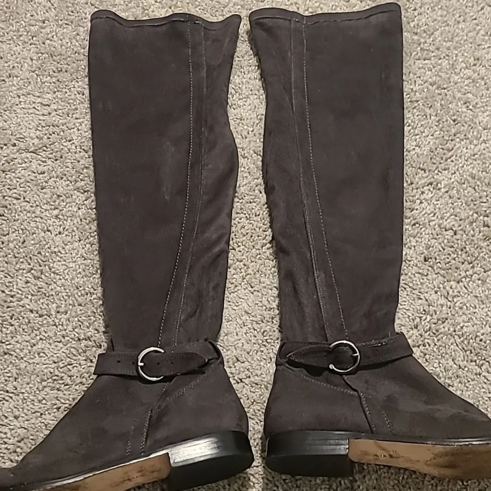 EUC Corso Como Lennox Gray Suede Stretchy Over Knee Boots Women's Sz 9.5M